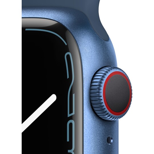 Apple Watch Series 7 41mm GPS+eSIM (blå alu/mørk dybhavsblå sportsrem)