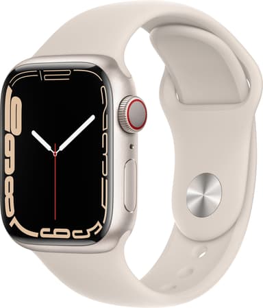 Apple Watch Series 7 41mm GPS+eSIM (sølv stål/ stjerneskær sportsrem)