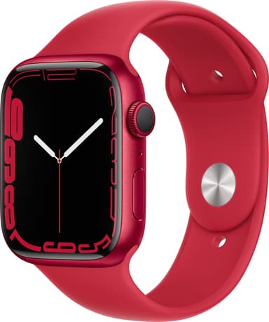 Apple Watch Series 7 45mm GPS (rød alu. / rød sportsrem)