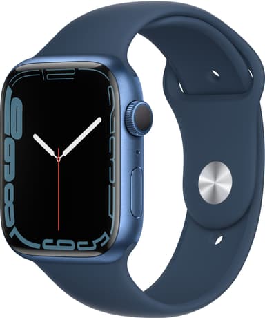 Apple Watch Series 7 45mm GPS (blå alu. / mørk dybhavsblå sportsrem)