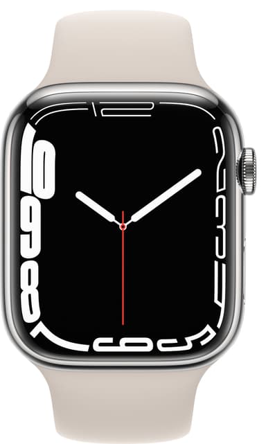 Apple Watch Series 7 45mm GPS+eSIM (sølv stål/ stjernskær sportsrem)