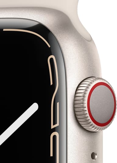 Apple Watch Series 7 45mm GPS+eSIM (stjerneskær alu/ stjerneskær sportsrem)