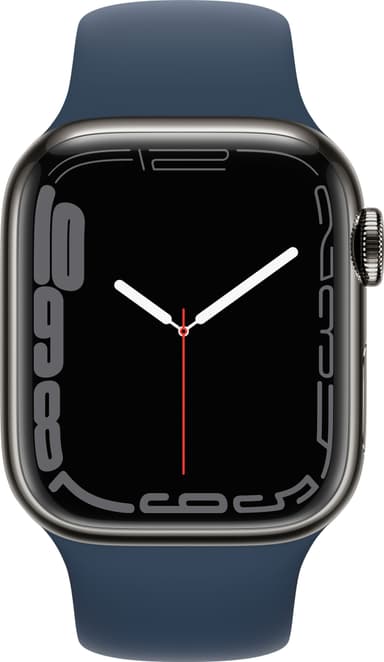 Apple Watch Series 7 41mm GPS+eSIM (grafitgrå stål/mørk dybhavsblå sportsrem)