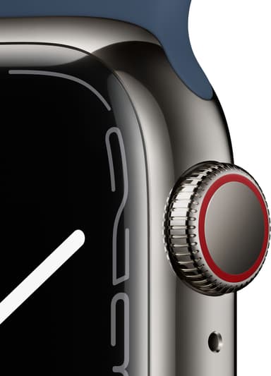 Apple Watch Series 7 41mm GPS+eSIM (grafitgrå stål/mørk dybhavsblå sportsrem)