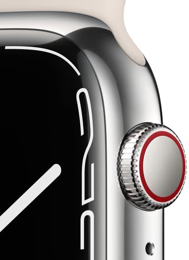 Apple Watch Series 7 45mm GPS+eSIM (sølv stål/ stjernskær sportsrem)
