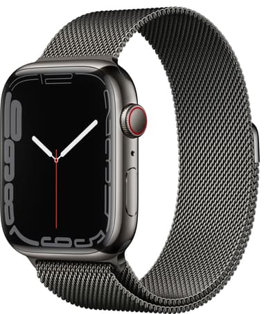 Apple Watch Series 7 45mm GPS+eSIM (grafitgrå stål/grafitgrå Milanorem)