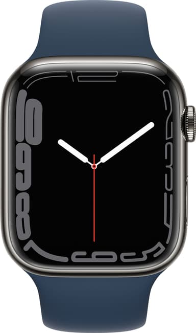 Apple Watch Series 7 45mm GPS+eSIM (grafitgrå stål/ mørk dybhavsblå sportsrem)
