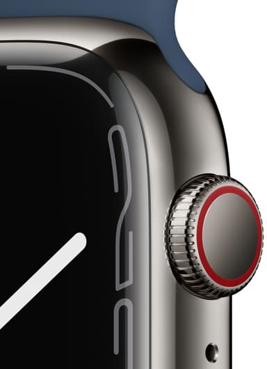 Apple Watch Series 7 45mm GPS+eSIM (grafitgrå stål/ mørk dybhavsblå sportsrem)