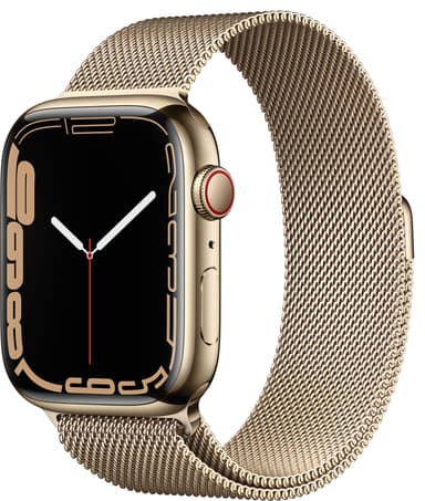 Apple Watch Series 7 45mm GPS+eSIM (guld stål/guld Milanorem)
