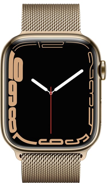 Apple Watch Series 7 45mm GPS+eSIM (guld stål/guld Milanorem)