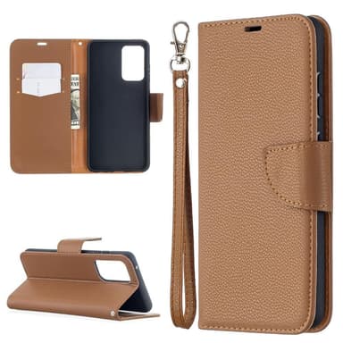 SKALO Samsung A52/A52s Premium Litchi Flip Cover - Brun