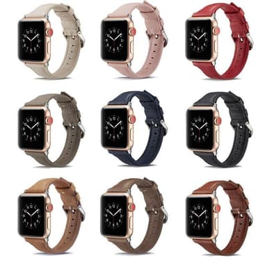 SKALO Smalt læderarmbånd Apple Watch 42/44/45/49mm - Mørkebrun