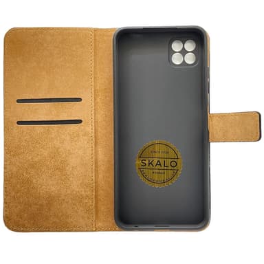 SKALO Samsung A22 5G Flip Cover m. Pung i Ægte Læder - Lyserød