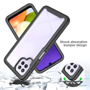SKALO Samsung A22 4G Stødsikker Clear Hybrid Cover - Sort
