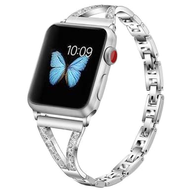 SKALO Smalt metalarmbånd Bling Apple Watch 42/44/45/49mm - Sølv