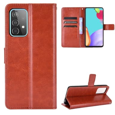 SKALO Samsung A52/A52s Crazy Horse Pungetui PU læder - Brun