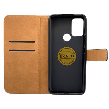 SKALO Moto G50 Flip Cover m. Pung i Ægte Læder - Hvid