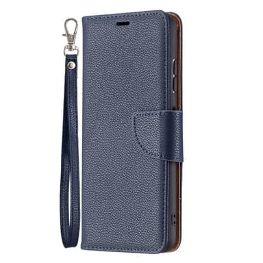 SKALO Samsung A22 5G Premium Litchi Flip Cover - Blå