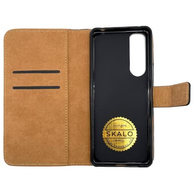 SKALO Sony Xperia 5 III Flip Cover m. Pung i Ægte Læder - Brun