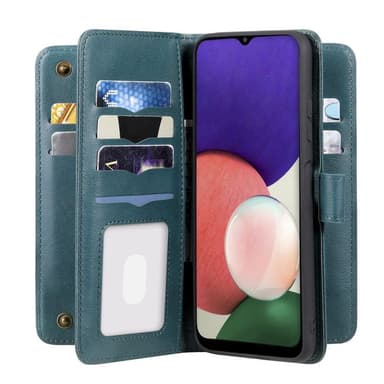 SKALO Samsung A22 5G 10-RUM Flip Cover - Mørkegrøn