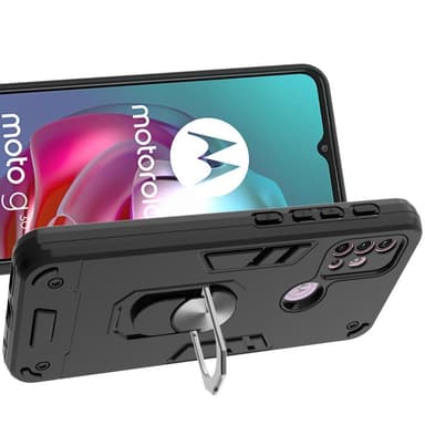SKALO Moto G20/G30 Armor Hybrid metal ring cover - Sort