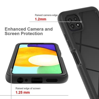 SKALO Samsung A22 5G Stødsikker Clear Hybrid Cover - Sort