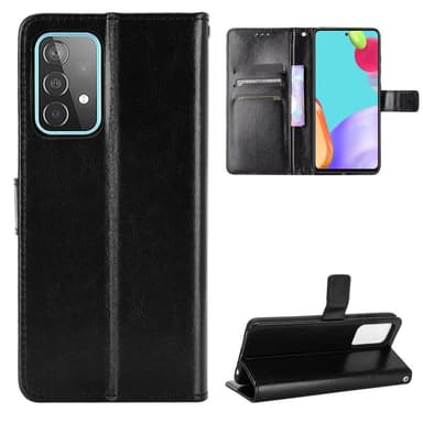 SKALO Samsung A52/A52s Crazy Horse Pungetui PU læder - Sort