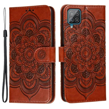 SKALO Samsung A22 4G Mandala Flip Cover - Brun