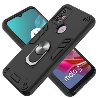 SKALO Moto G20/G30 Armor Hybrid metal ring cover - Sort