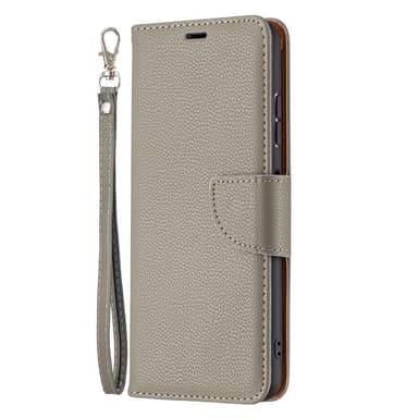SKALO Samsung A22 5G Premium Litchi Flip Cover - Grå