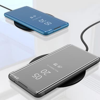 SKALO Samsung A22 5G Clear View Mirror Etui - Mørk lilla