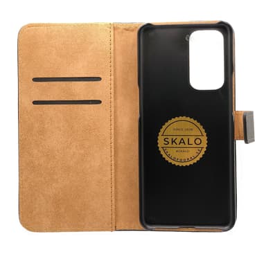 SKALO OnePlus 9 Pro Flip Cover m. Pung i Ægte Læder - Sort
