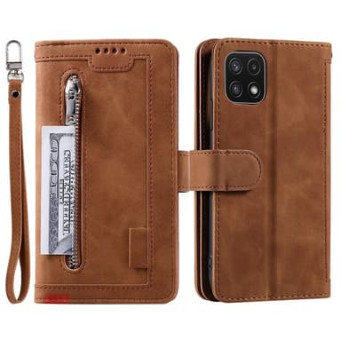 SKALO Samsung A22 5G Big Wallet Ruskind Pungetaske - Brun