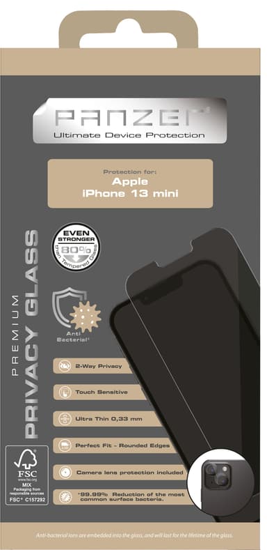 Panzer Full-Fit Privacy  2-way skærmbeskytter til iPhone 13 mini