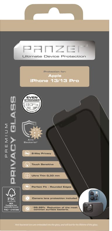Panzer Full-fit Privacy 2-way skærmbeskytter til iPhone 13/13 Pro