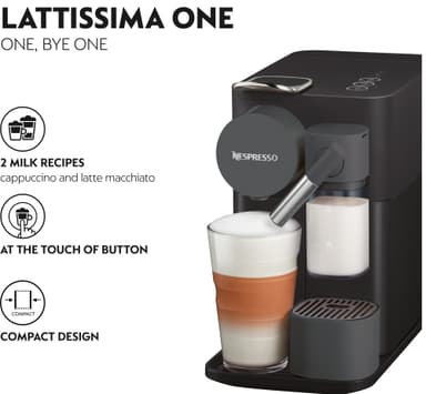 NESPRESSO® Lattissima One-kaffemaskine fra DeLonghi, Sort