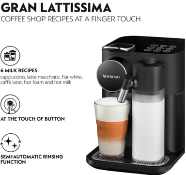 NESPRESSO® Gran Lattissima-kaffemaskine fra DeLonghi, Sort