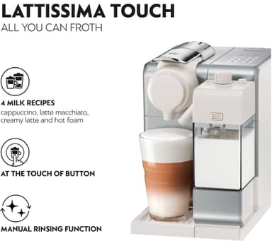 NESPRESSO® Lattissima Touch-kaffemaskine fra DeLonghi, Silver