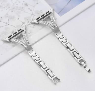 SKALO Smalt metalarmbånd Bling Apple Watch 42/44/45/49mm - Sølv