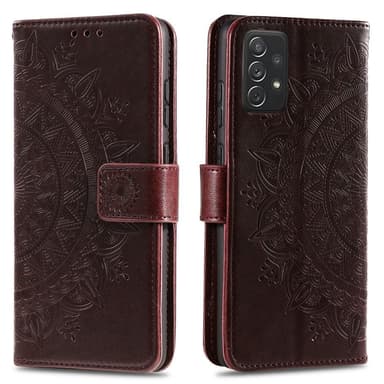 SKALO Samsung A52/A52s Mandala Flip Cover - Mørkebrun