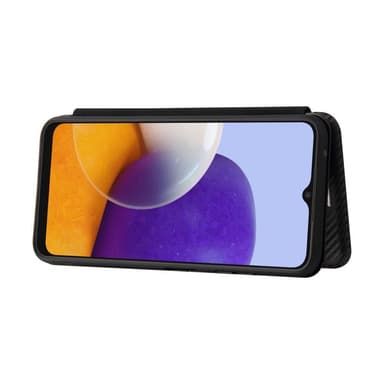SKALO Samsung A22 5G Carbon Fiber Pungetui - Sort