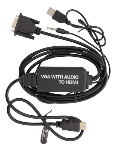 deltaco VGA & Audio, HDMI cable, USB powered, 2m, black