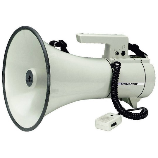 Monacor TM-35 Megafon med håndmikrofon, med holdesele, Integreret lyd