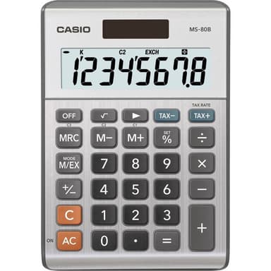Casio MS-80B Bordlommeregner solcelle-drift, Batteridrevet Sølvgrå Display (indstil): 8