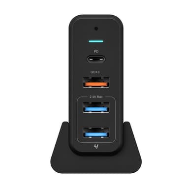 75W 5ports C USB oplader USB C PD 60W, 18W QC3.0 C USB, USB A QC3.0 18W og 2x USB A 5V 2,4a