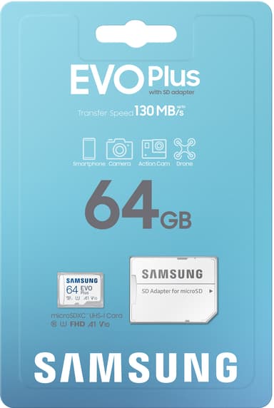 Samsung EVO Plus mikro SD hukommelseskort (64GB)