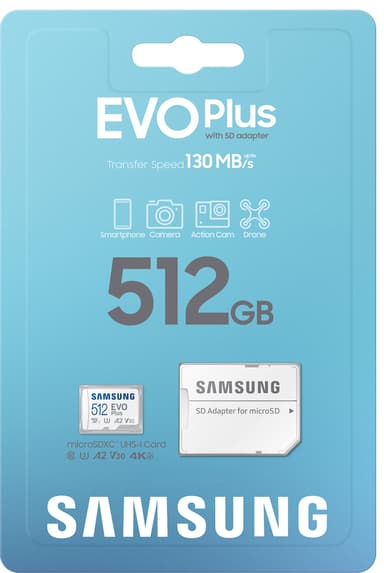 Samsung EVO Plus mikro SD hukommelseskort (512GB)