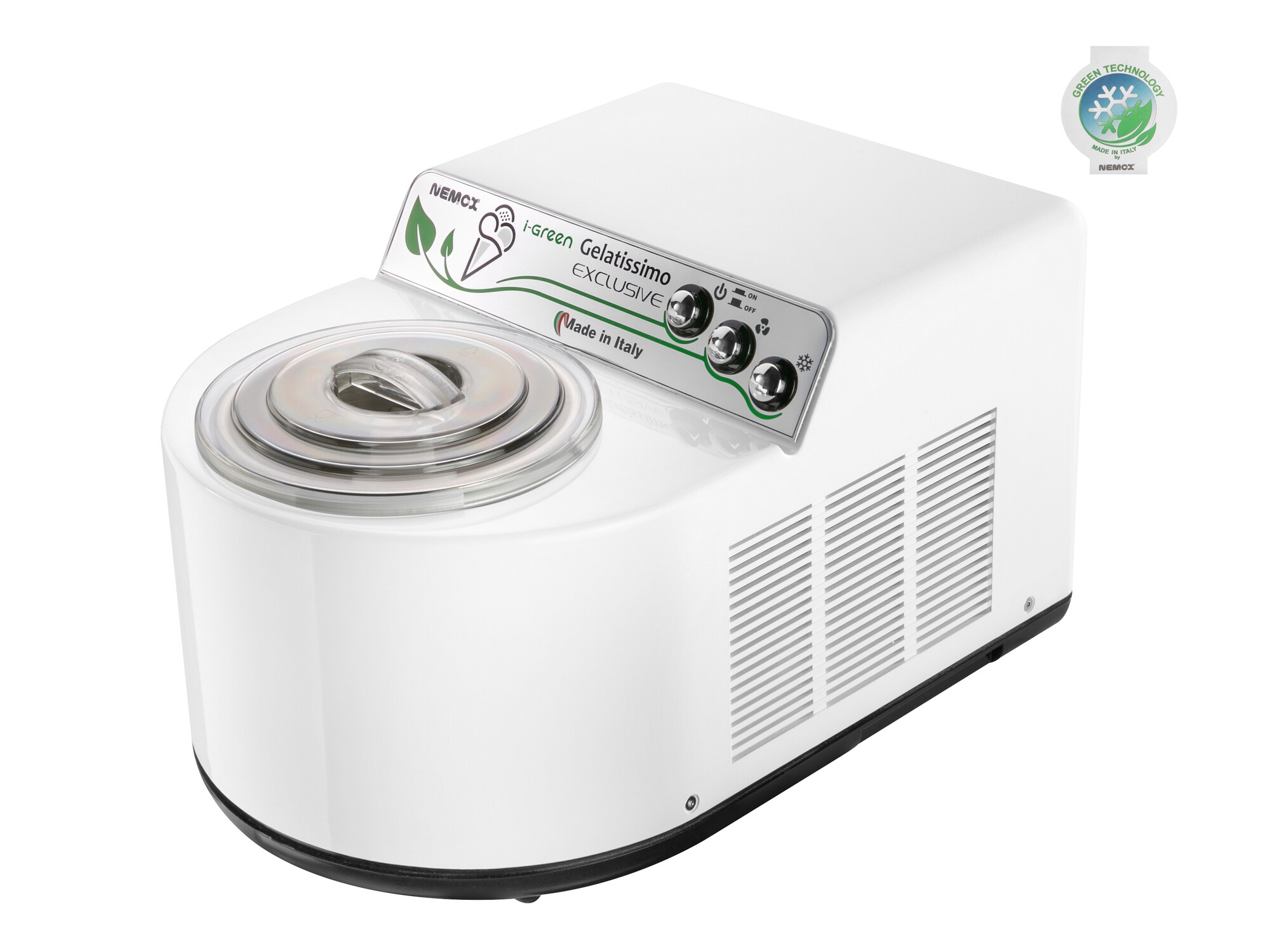 kantsten Tilfredsstille luge Nemox Gelatissimo Exclusive I-Green Ismaskine 38 x 27 x 22 cm 1,7 liter 140  watt Hvid | Elgiganten