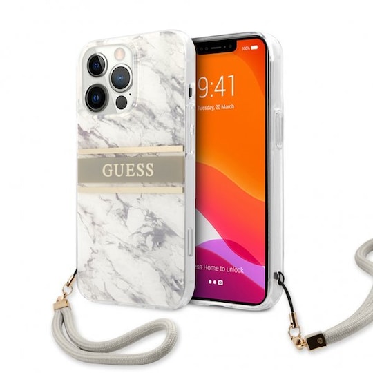 Guess iPhone 13 Pro Cover Marble Design Stripe Grå