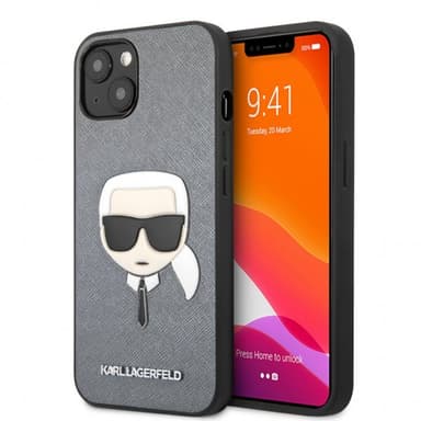 Karl Lagerfeld iPhone 13 Mini Cover Embossed Karl Sølv